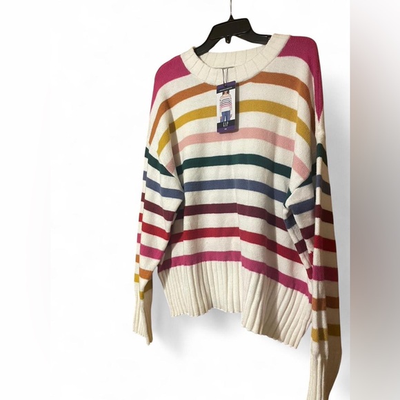 SOLD GAP Women's Colorful Striped Crew Neck Sweater - Picture 3 of 4